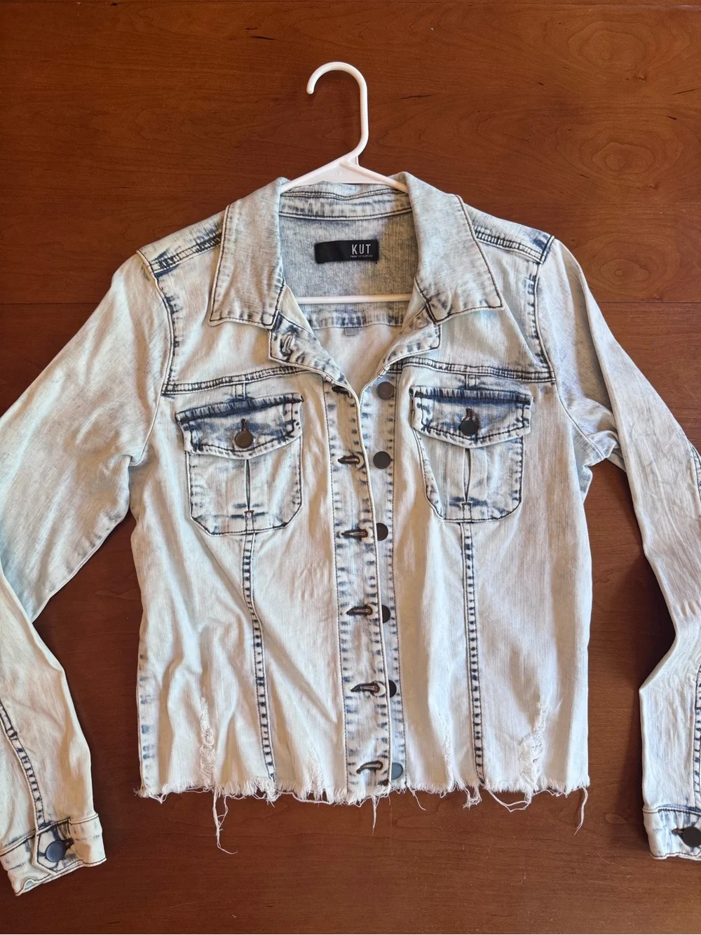 KUT from the Kloth Kara jacket acid wash stretch-cotton denim Size L